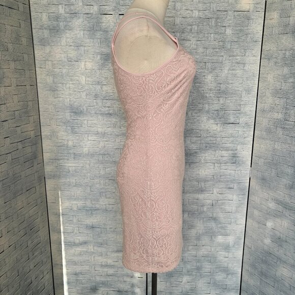 Guess Pink Lace Halter Neck‎ Bodycon Mini Dress Womens 4 - Picture 3 of 7
